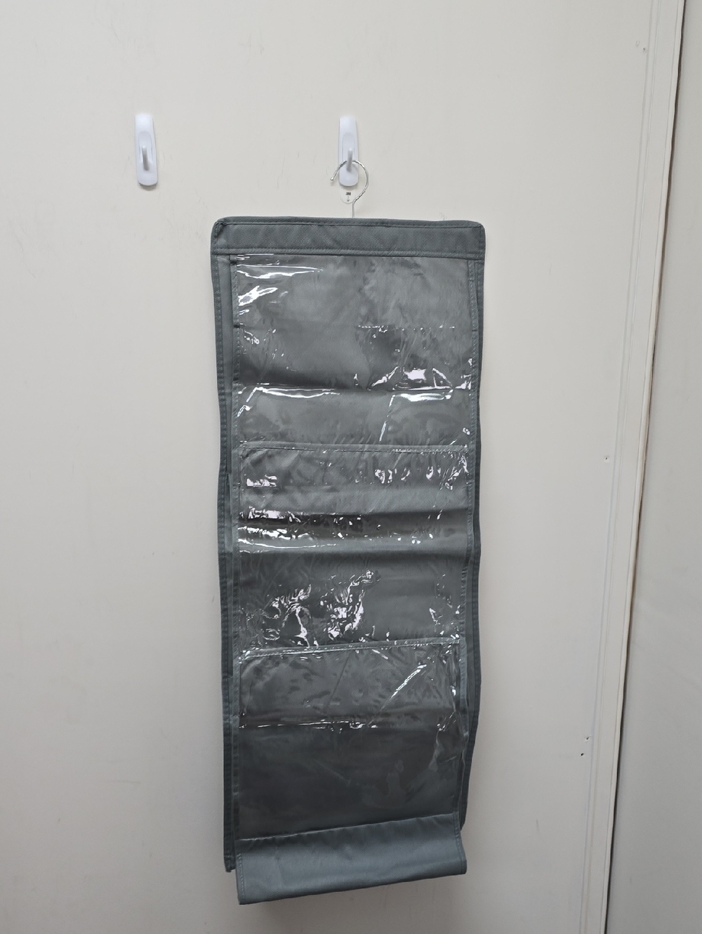 Hanging Clear Pocket Organizer in Gray